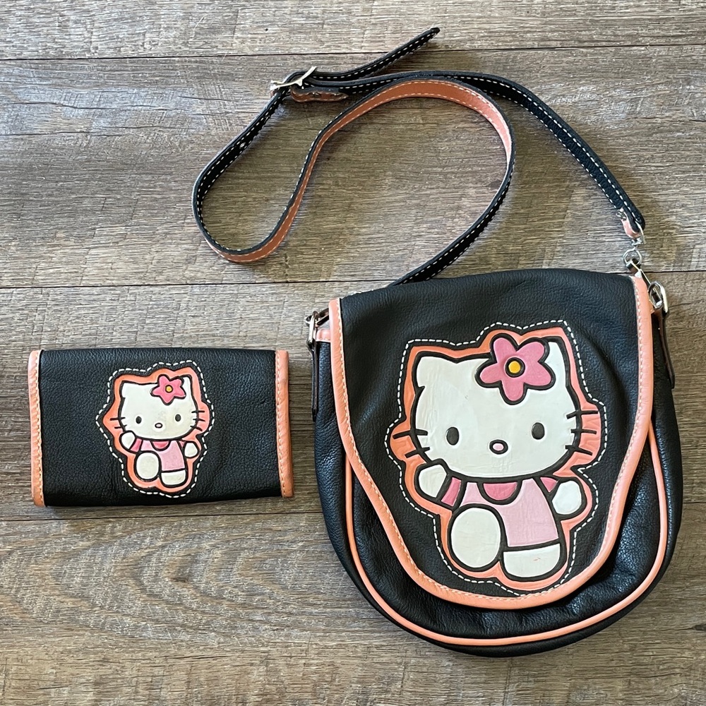Hello Kitty Leather Wallet & Crossbody Handbag Set Y2K